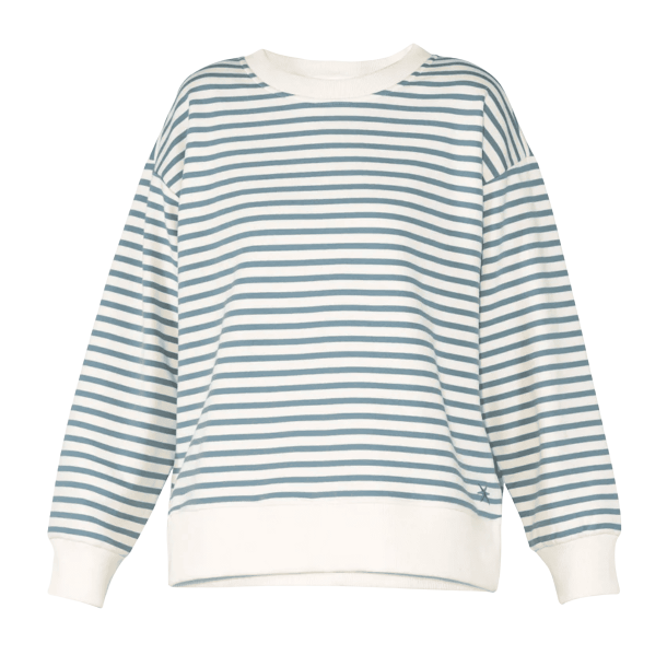 Blue Sportswear Sweatshirt - Nanna Striped Sweat - Cream w/Dusk Blue