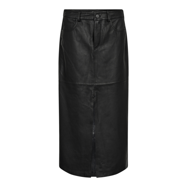 Co'couture Nederdel - PhoebeCC Leather Slit Skirt - Black
