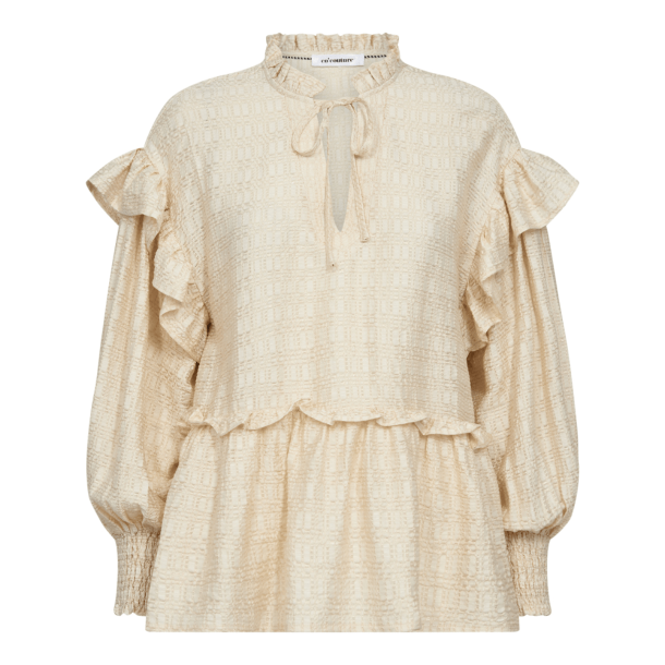 Co'couture Bluse - NitaraCC V-Frill Blouse - Powder