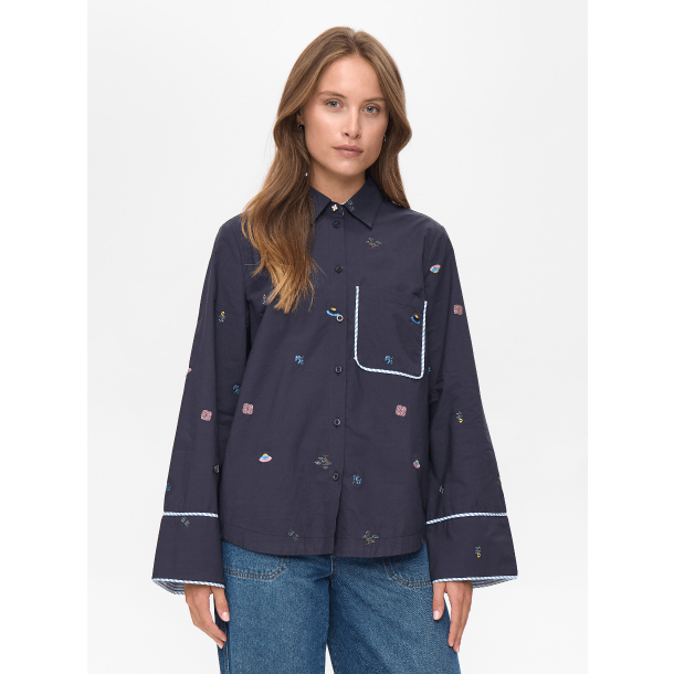 Nümph Skjorte - NuChiro Boxy Shirt - Dark Sapphire