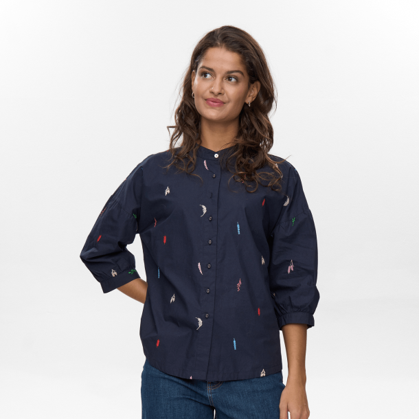 Nümph Skjorte - NuKiva Shirt - Dark Sapphire