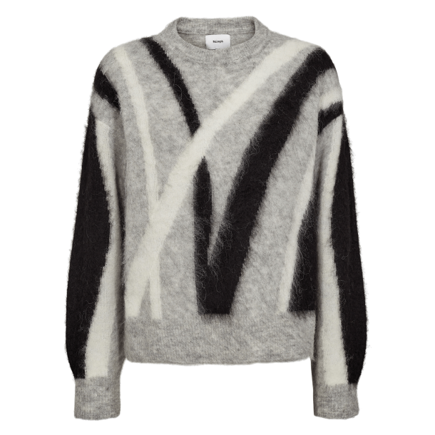 Nümph Strik - NuSuri Brushed Pattern Pullover - Light Grey Melange