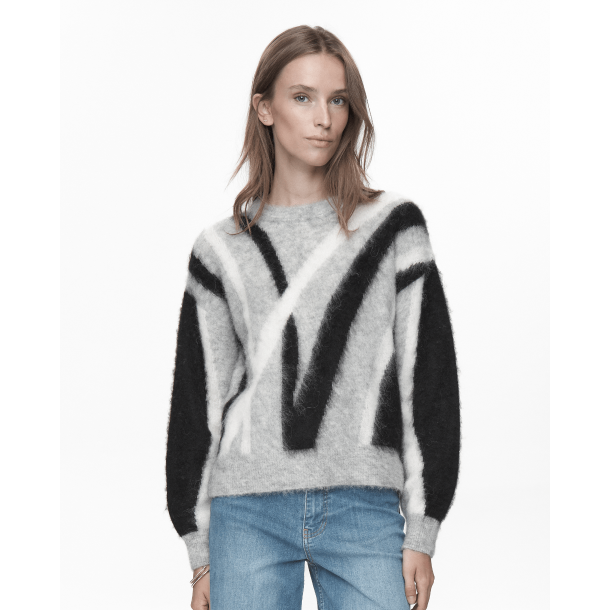 Nümph Strik - NuSuri Brushed Pattern Pullover - Light Grey Melange