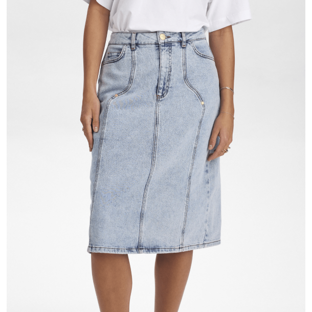 Nümph Nederdel - NuToronto Midi Skirt - Light Blue Denim 