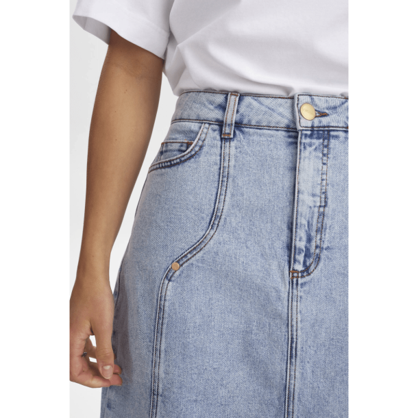 Nümph Nederdel - NuToronto Midi Skirt - Light Blue Denim 