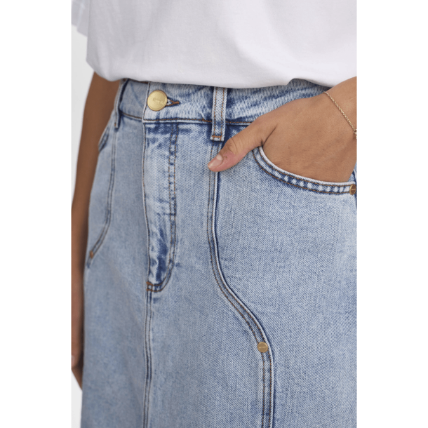 Nümph Nederdel - NuToronto Midi Skirt - Light Blue Denim 