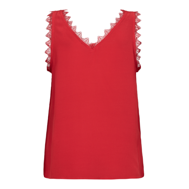 Co'couture Top - PerinCC Lace Singlet - Red