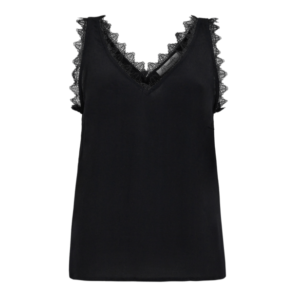 Co'couture Top - PerinCC Lace Singlet - Black