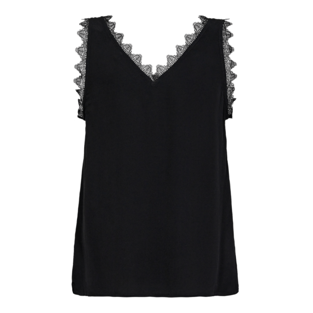 Co'couture Top - PerinCC Lace Singlet - Black