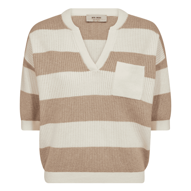 Mos Mosh Top - MMPinna Stripe SS Knit - Doeskin