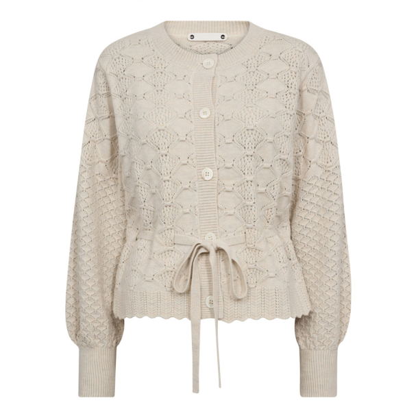 Co'couture Strik - RowCC Pointelle Tie Cardigan - Ivory