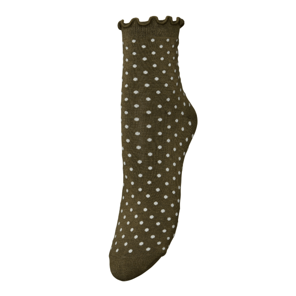 Becks�ndergaard Str�mper - Dotted Frilla Short Sock - Dark Olive