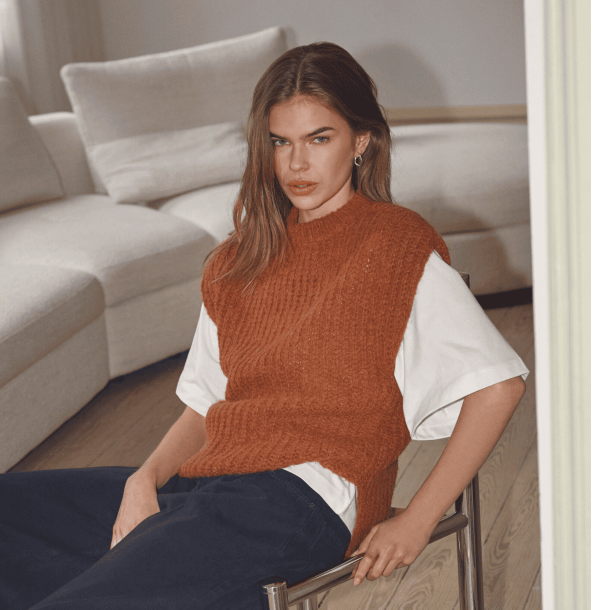 Co'couture Strik - RainaCC Knit Vest - Cognac