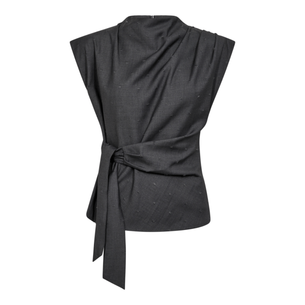 Co'couture Top - SagaCC Pleat Top - Mid Grey