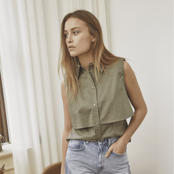 Co'couture Top - SannaCC Double Layer Top - Army