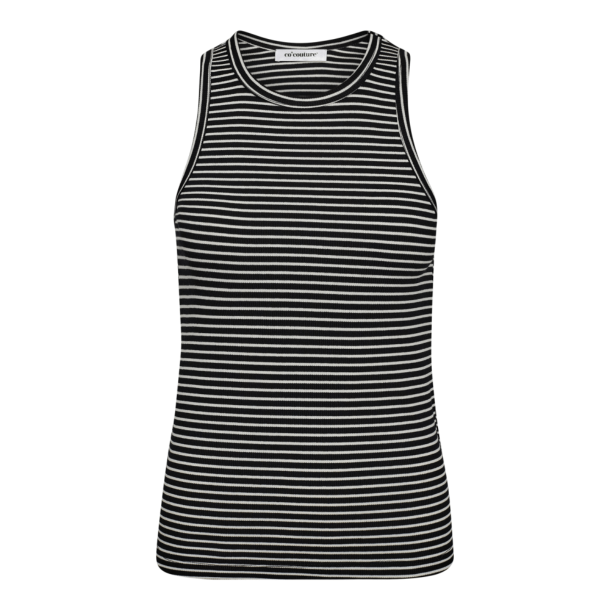 Co'couture Top - SaraCC Stripe Rib Top - White/Black