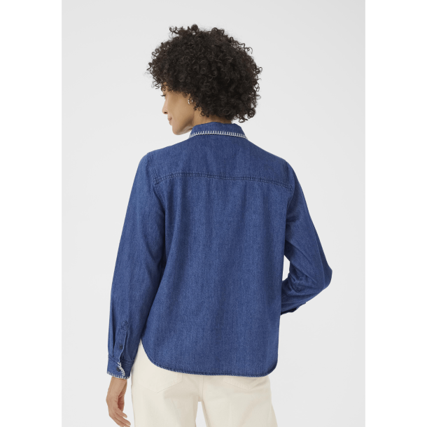 Part Two Skjorte - SarafiaPW Shirt - Medium Blue Stitch