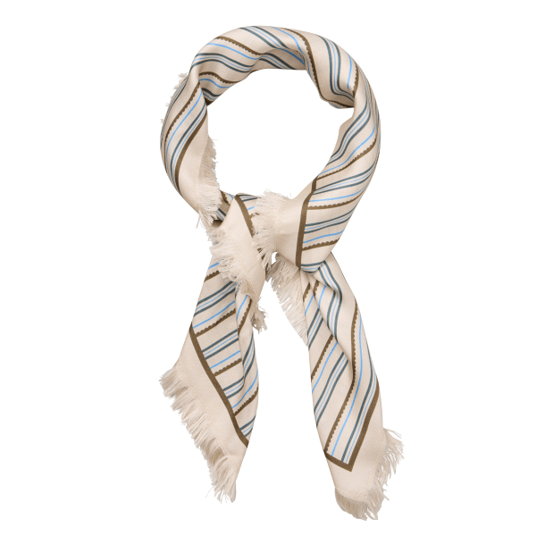 Becks�ndergaard T�rkl�de - Scallopia Striped Sia Scarf - Birch White