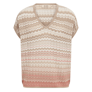 Mos Mosh Top - MMShani Zig-Zag V-Neck Knit - Ecru