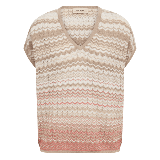 Mos Mosh Top - MMShani Zig-Zag V-Neck Knit - Ecru