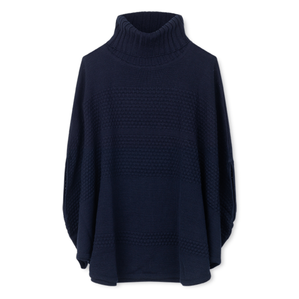 SibinLinnebjerg Strik - Siff Poncho - Navy