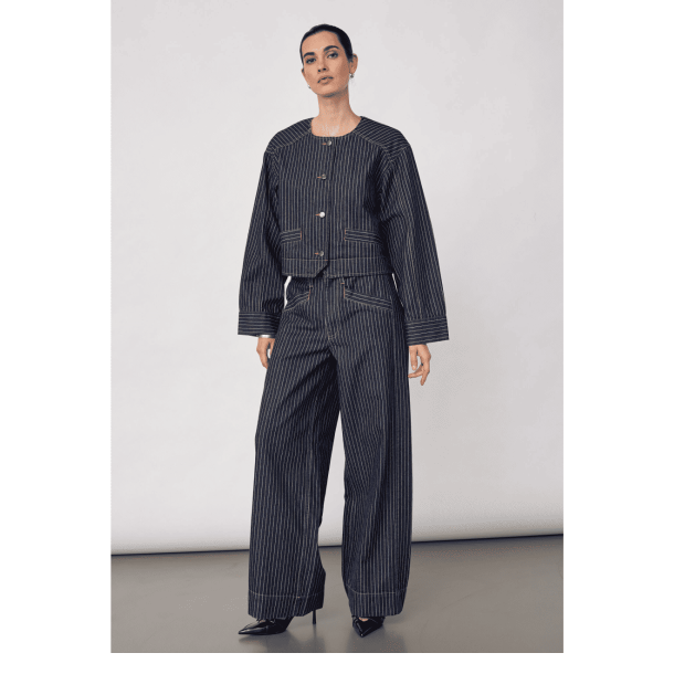 Co'couture Jakke - SiggaCC Stripe Jacket - Denim Blue