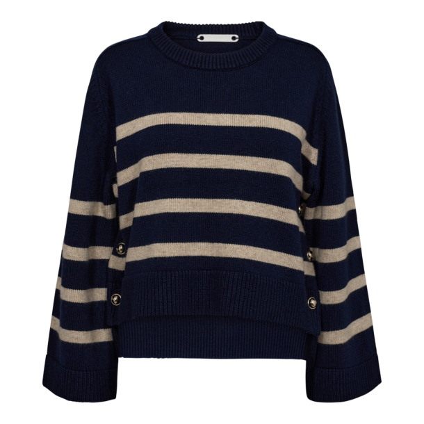 Co'couture Strik - MajaCC O-Button Stripe Knit - Black