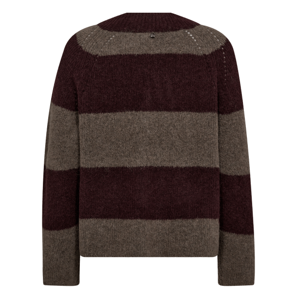 Mos Mosh Strik - MMTaci Stripe LS V-Neck Knit - Fudge