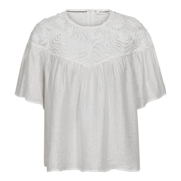Co'couture Bluse - TassyCC Flower SS Blouse - White