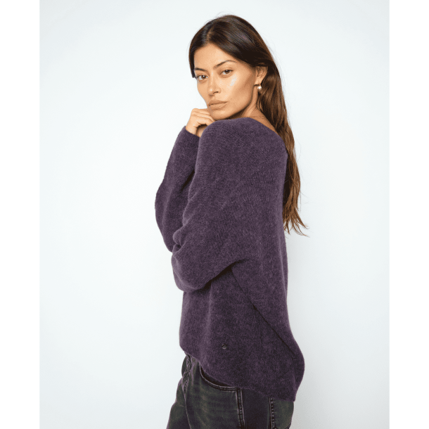 Mos Mosh Strik - MMThora V-neck Knit - Sweet Grape