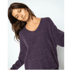 Mos Mosh Strik - MMThora V-neck Knit - Sweet Grape