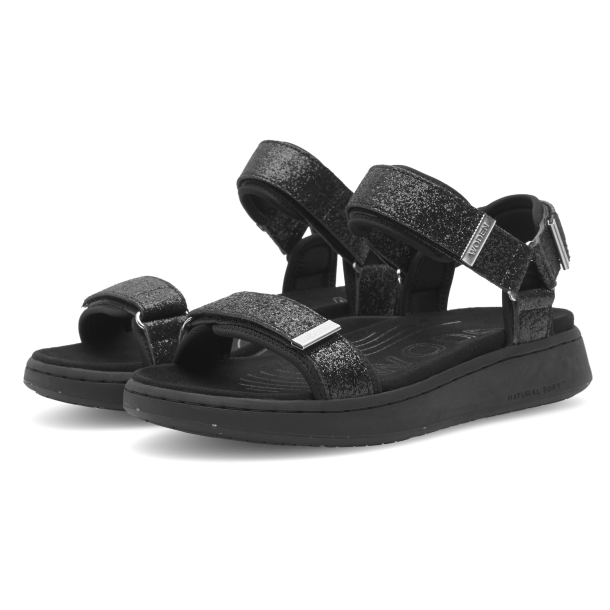 Woden Sandaler - Line Glitter - Black