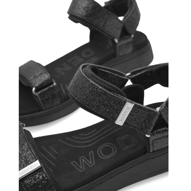 Woden Sandaler - Line Glitter - Black