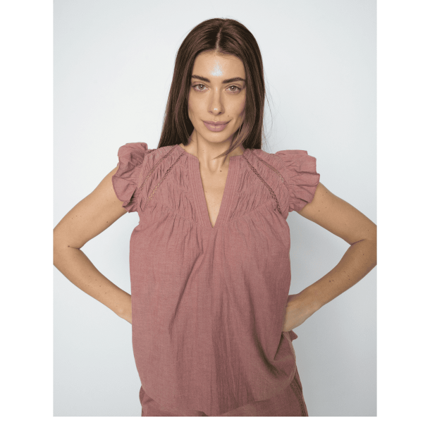 Mos Mosh Top - MMWoda Izha Blouse - Cowhide
