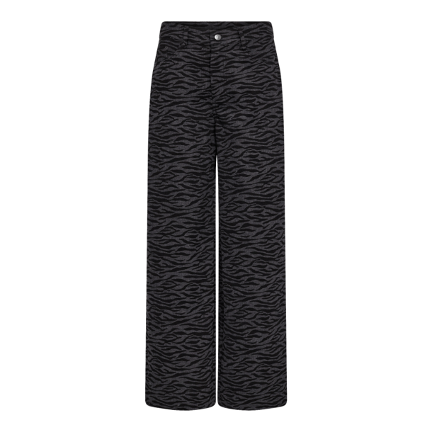 Co'couture Bukser - ZebraCC Grey Wide Pant - Black