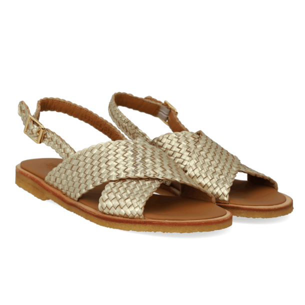 Angulus Sandal - H�ndflettet krydssandal - Gold Braid