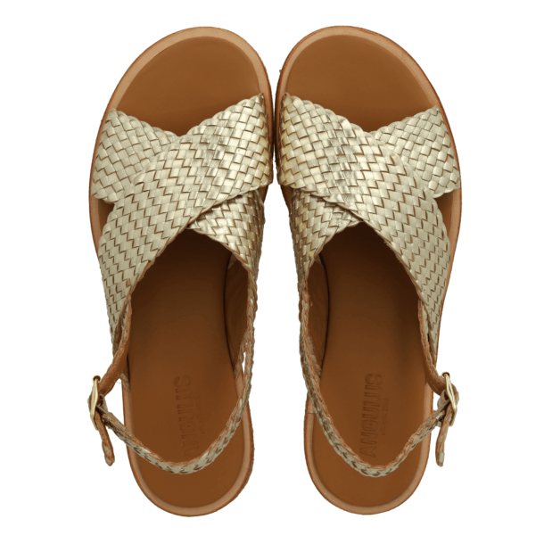 Angulus Sandal - H�ndflettet krydssandal - Gold Braid
