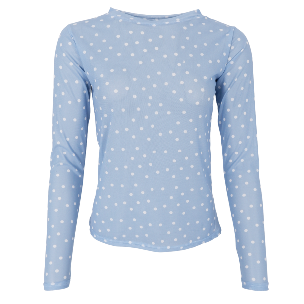Black Colour Bluse - BCAnnie Mesh Blouse - Light Blue Dot