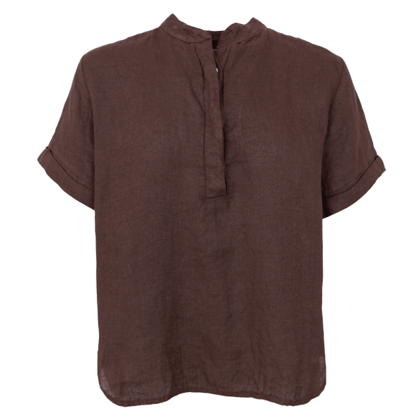 Black Colour Skjorte - BCMelina SS Linen Blouse - Coffee