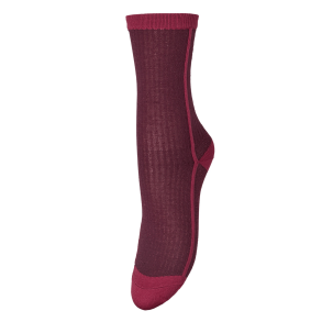 Becksöndergaard Strmper - Stripy Glitter Sock - Fig Red