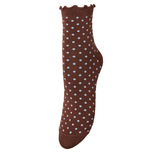 Becks�ndergaard Str�mper - Dotted Frilla Short Sock - Chocolate Brown
