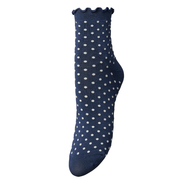Becks�ndergaard Str�mper - Dotted Frilla Short Sock - Naval Academy