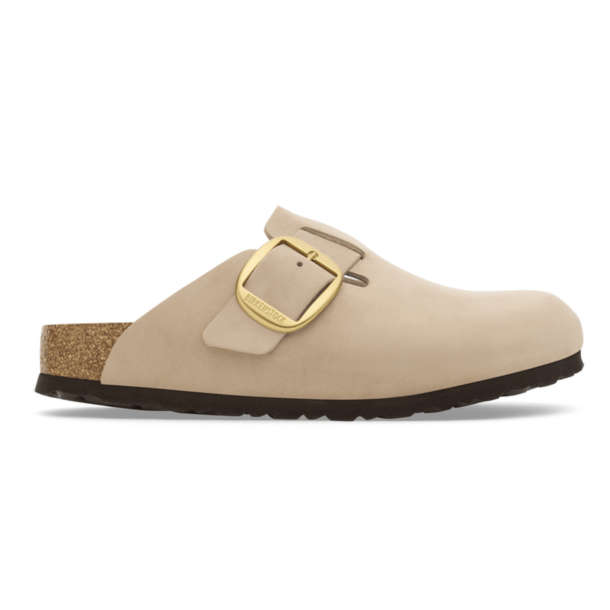 Birkenstock Slip-in - Boston Big Buckle Nubuck Leather - Sandcastle