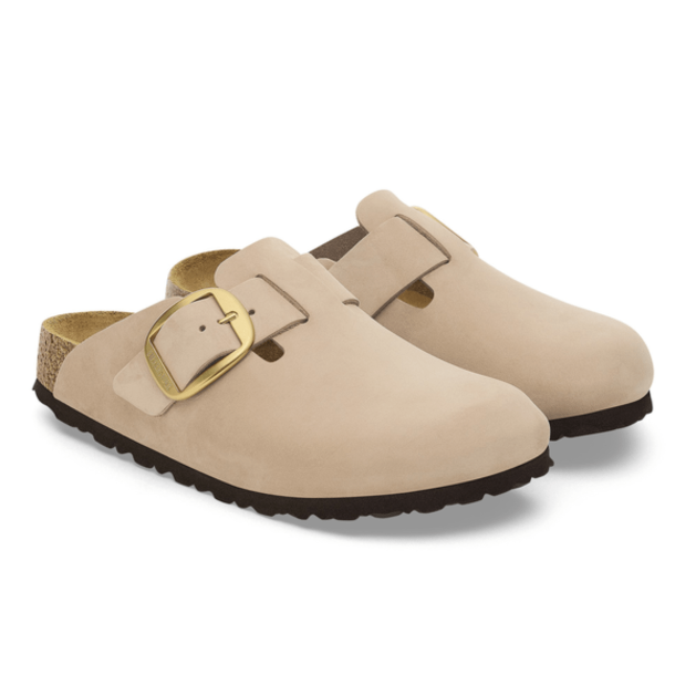 Birkenstock Slip-in - Boston Big Buckle Nubuck Leather - Sandcastle