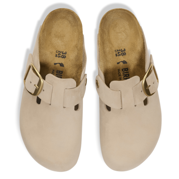 Birkenstock Slip-in - Boston Big Buckle Nubuck Leather - Sandcastle