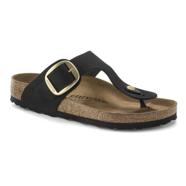 Birkenstock Gizeh Big Buckle Nubuck Leather Sandal - Black