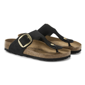 Birkenstock Gizeh Big Buckle Nubuck Leather Sandal - Black