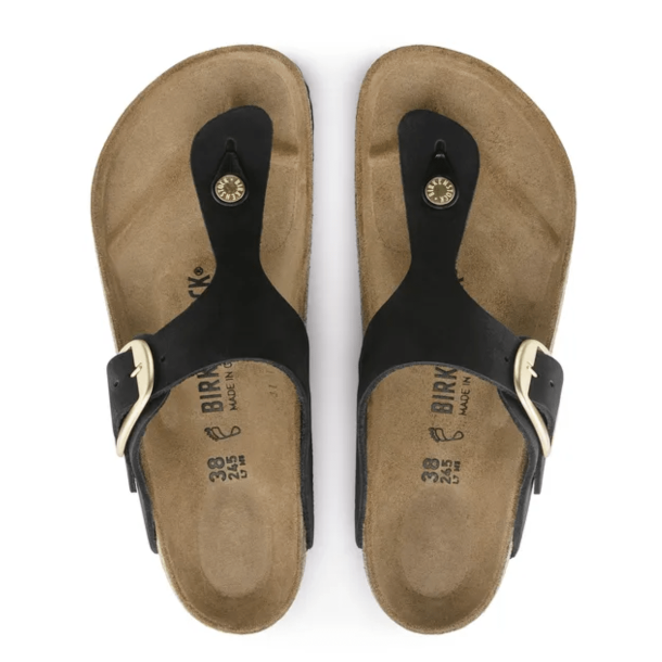 Birkenstock Gizeh Big Buckle Nubuck Leather Sandal - Black