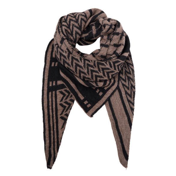 Black Colour Trklde - BCBex Triangle Scarf - Black/Taupe