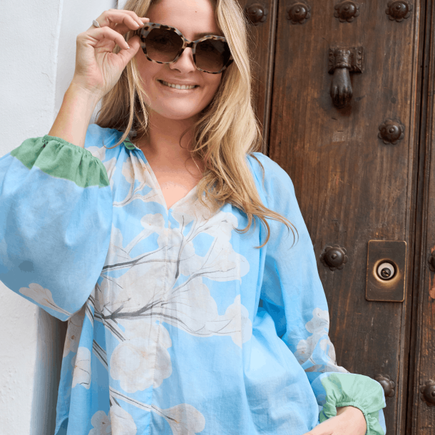 Black Colour BCCamellia Blouse - Light Blue